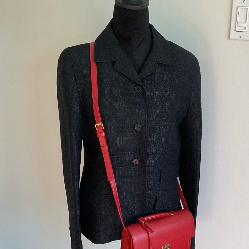 Jaeger Linen Blend Black Single Breasted Blazer - Chanel Vibes